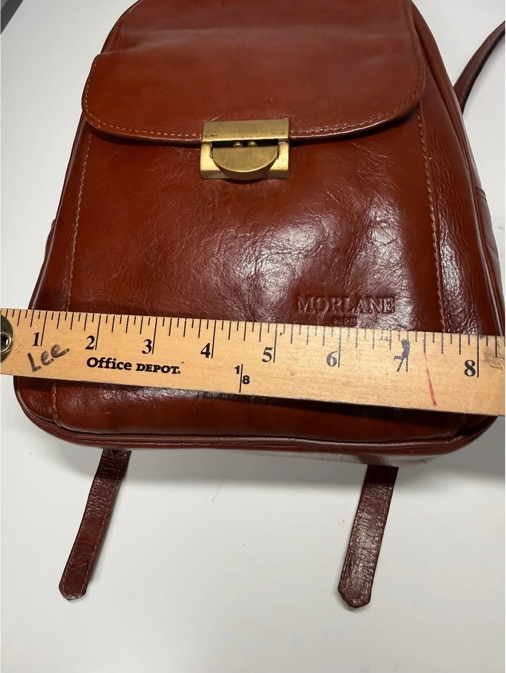 Vintage Morlane Paris Brown Genuine Leather Mini Backpack Brass Hardware